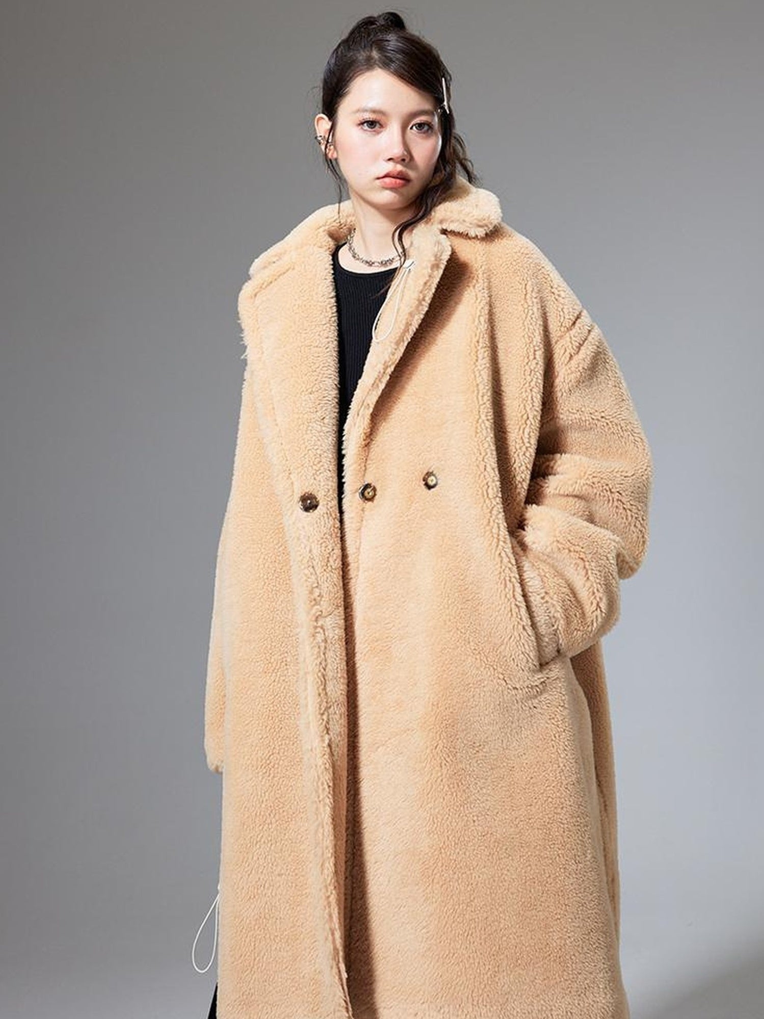 DIDDI MODA Teddy Bear Floral Patch Overcoat