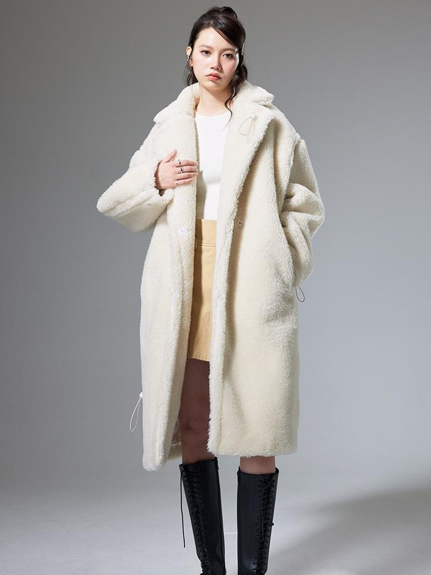DIDDI MODA Teddy Bear Floral Patch Overcoat