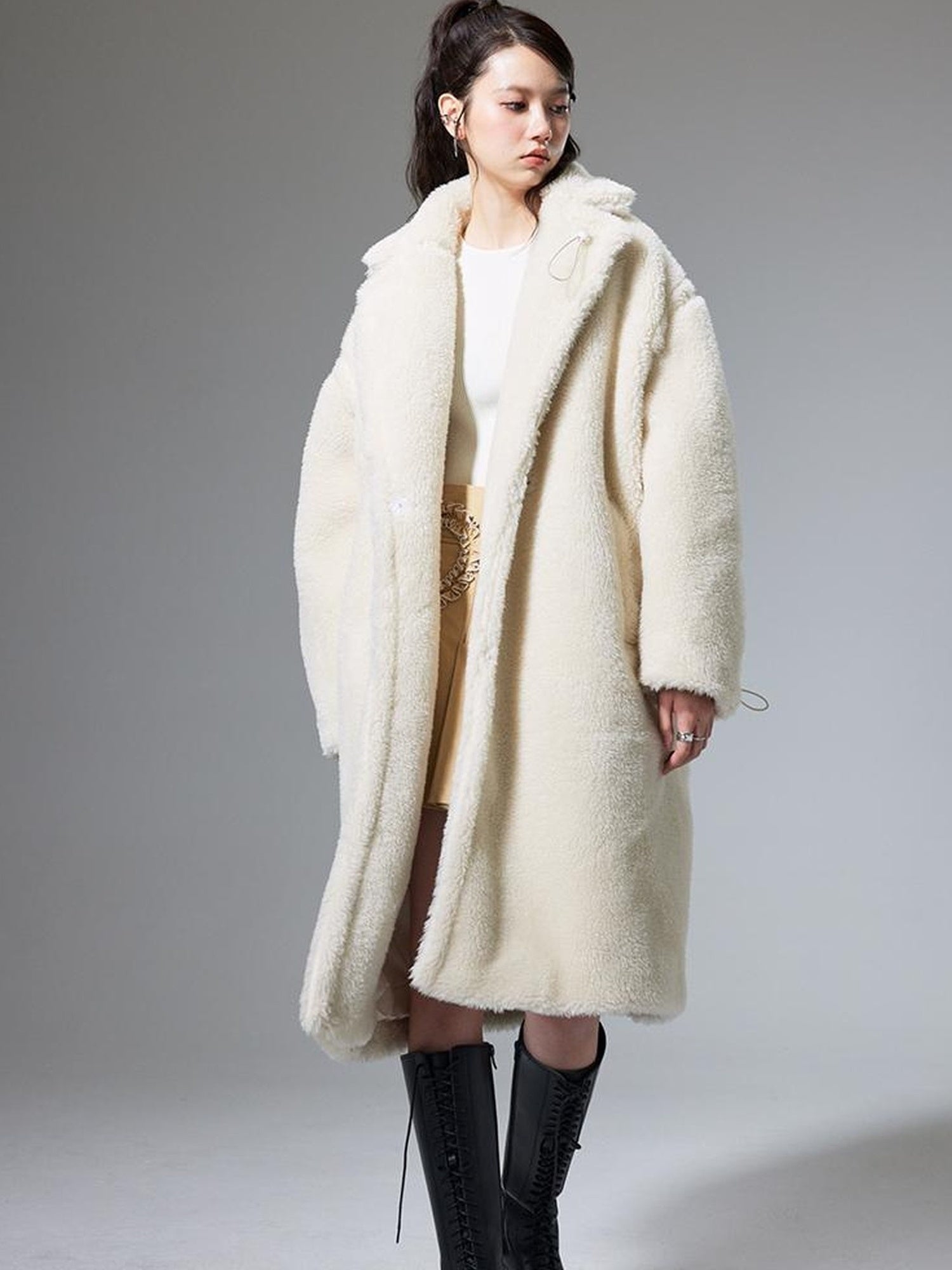 DIDDI MODA Teddy Bear Floral Patch Overcoat