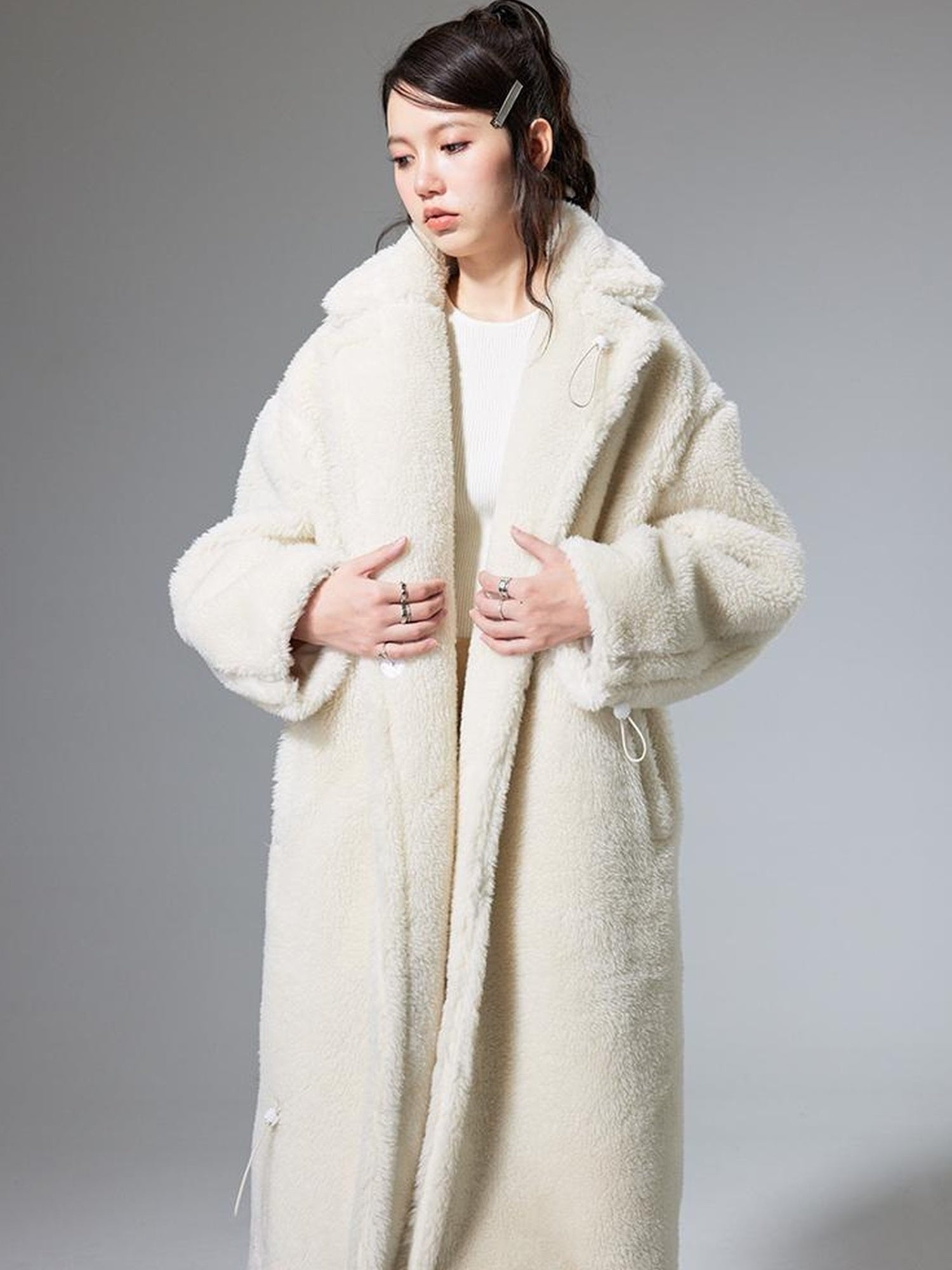DIDDI MODA Teddy Bear Floral Patch Overcoat