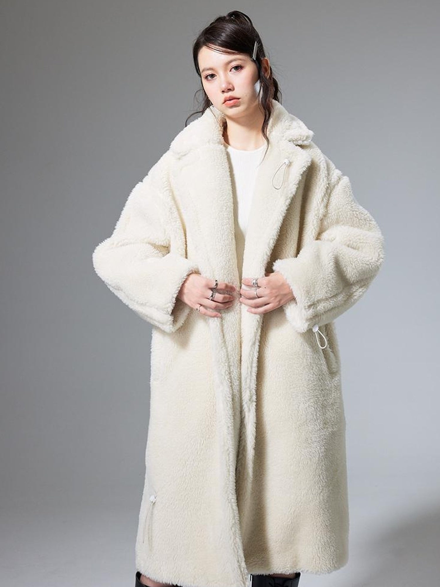 DIDDI MODA Teddy Bear Floral Patch Overcoat