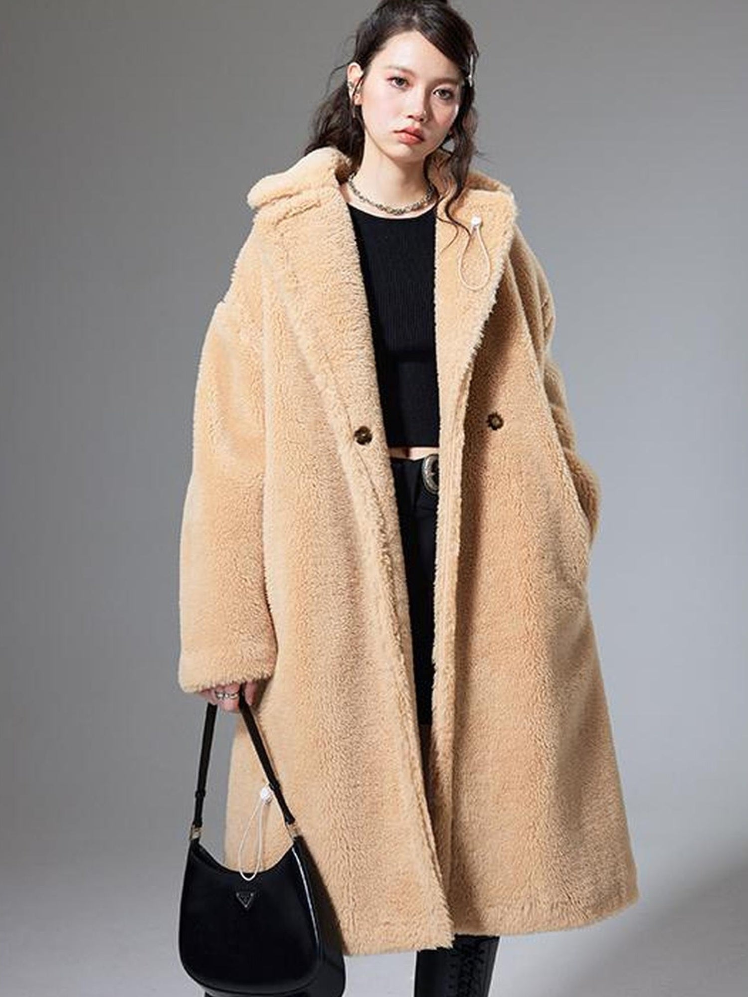 DIDDI MODA Teddy Bear Floral Patch Overcoat