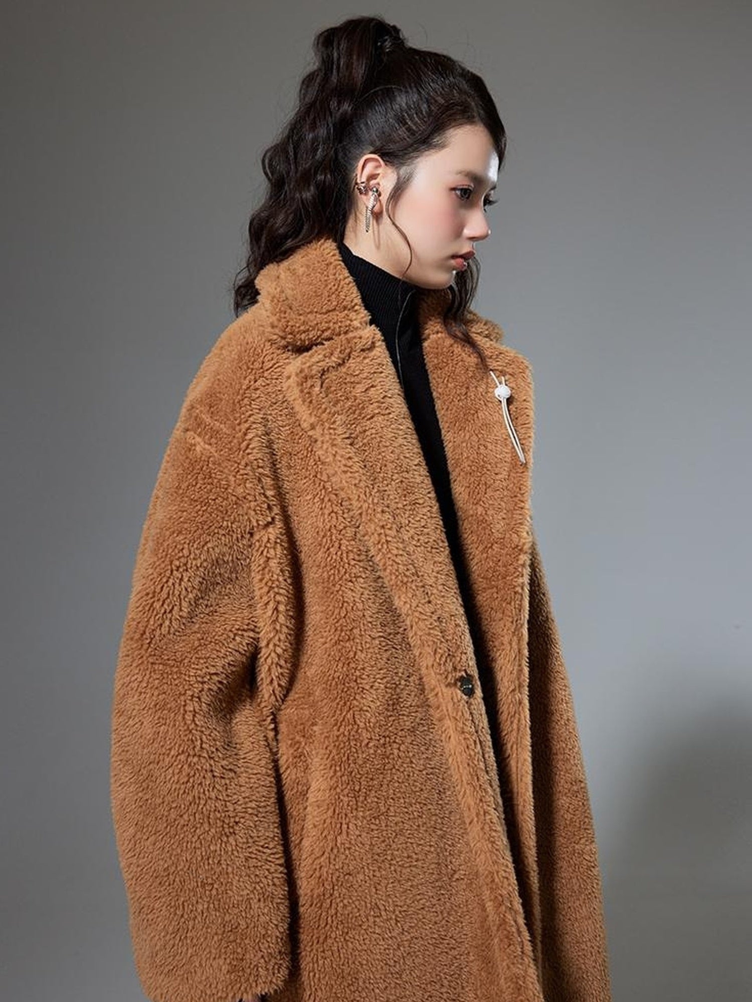 DIDDI MODA Teddy Bear Floral Patch Overcoat