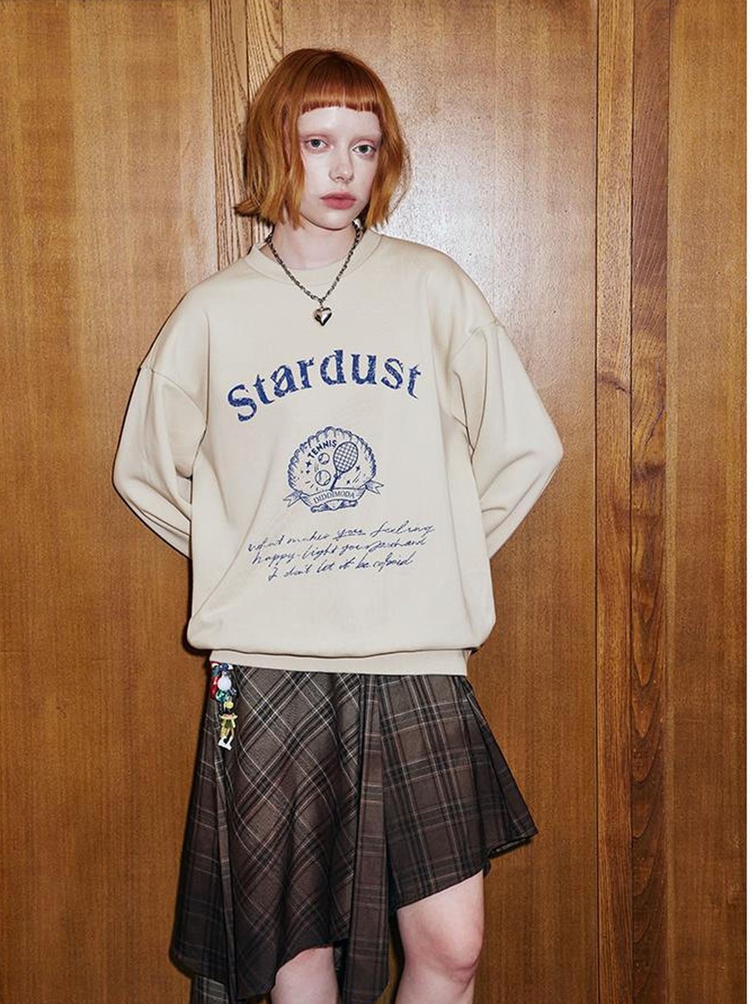 DIDDI MODA Tennis Shell Hand Drawn Slim Fit Fall Cotton Sweatshirt