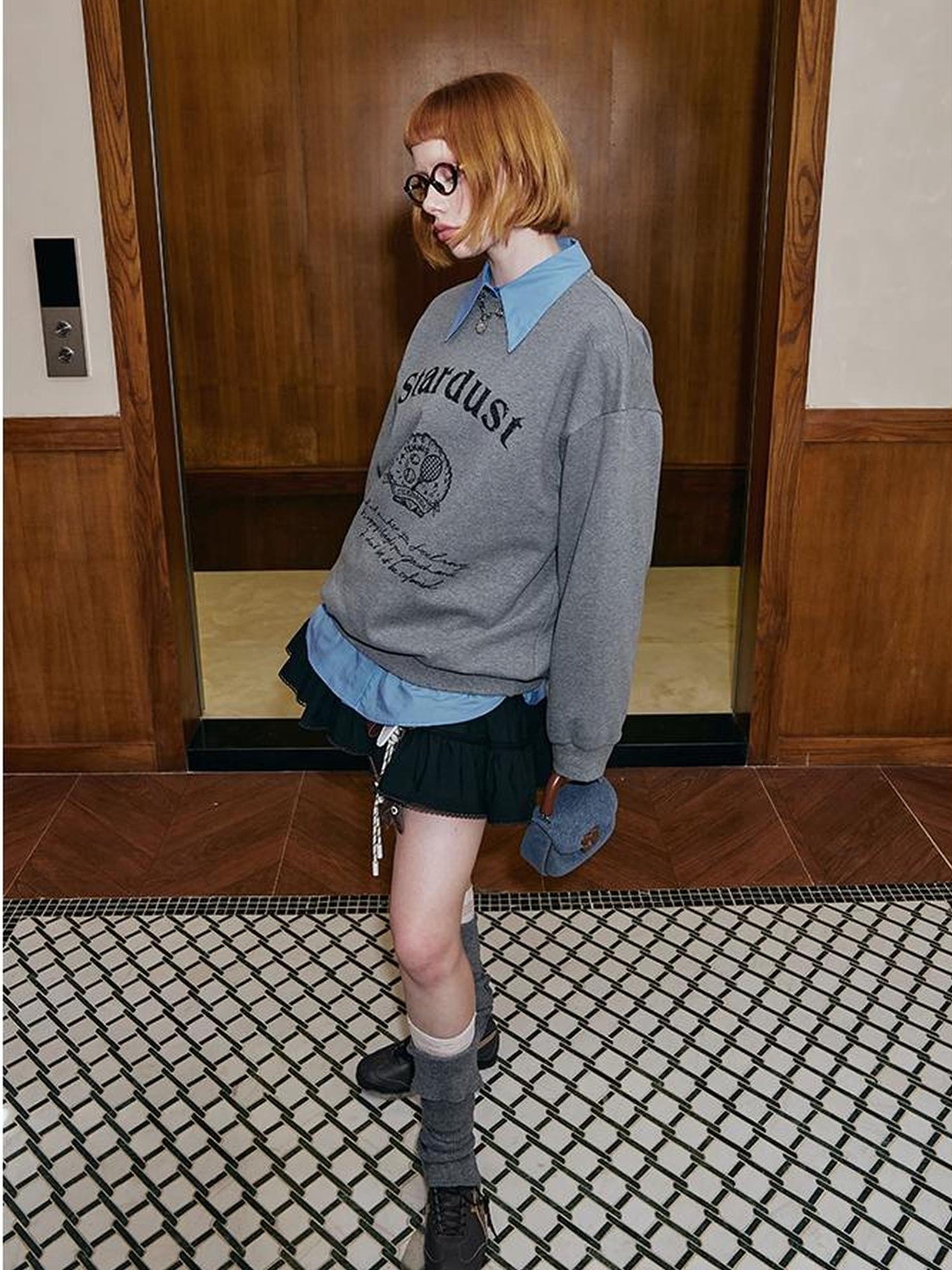 DIDDI MODA Tennis Shell Hand Drawn Slim Fit Fall Cotton Sweatshirt