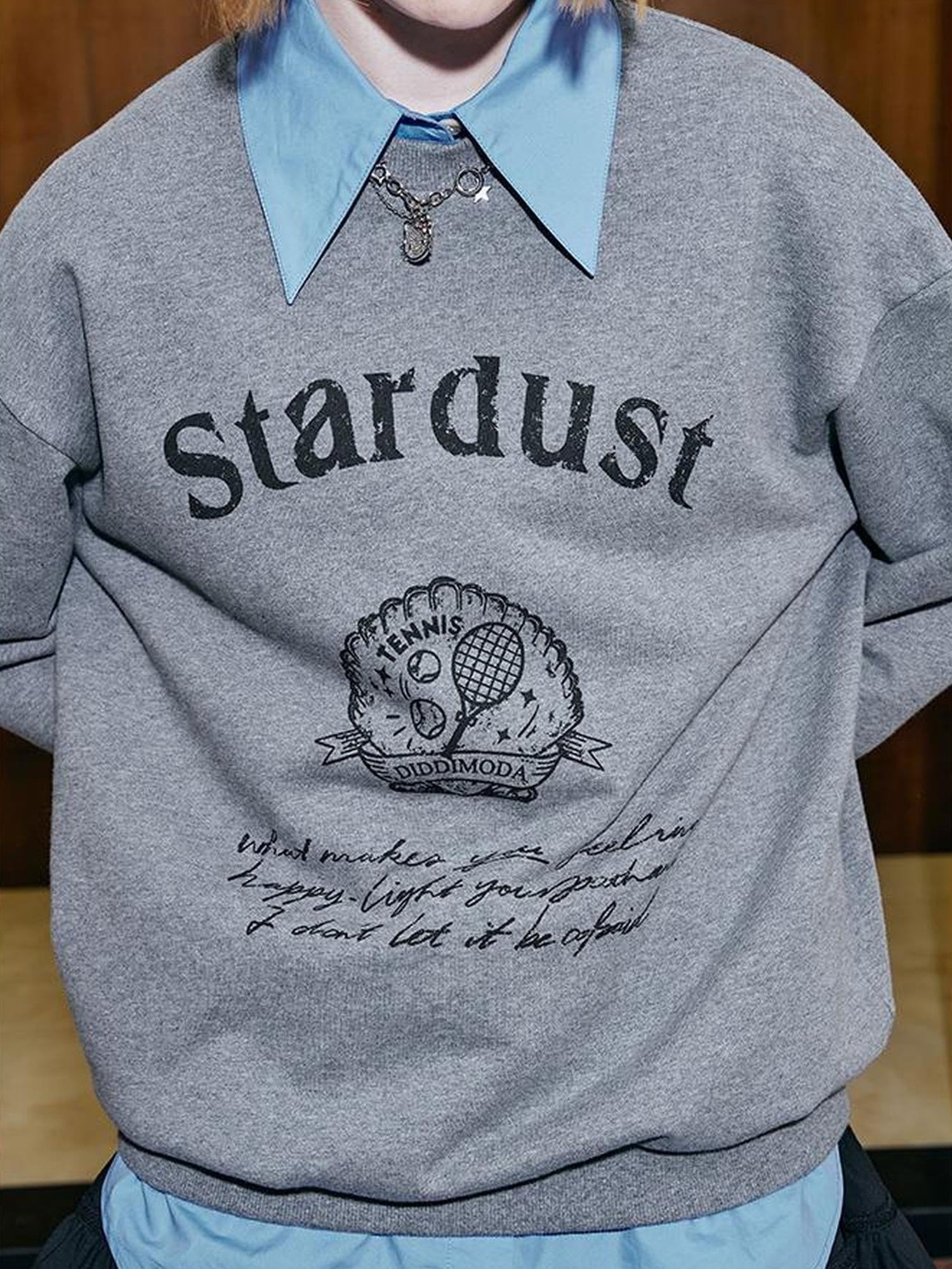 DIDDI MODA Tennis Shell Hand Drawn Slim Fit Fall Cotton Sweatshirt