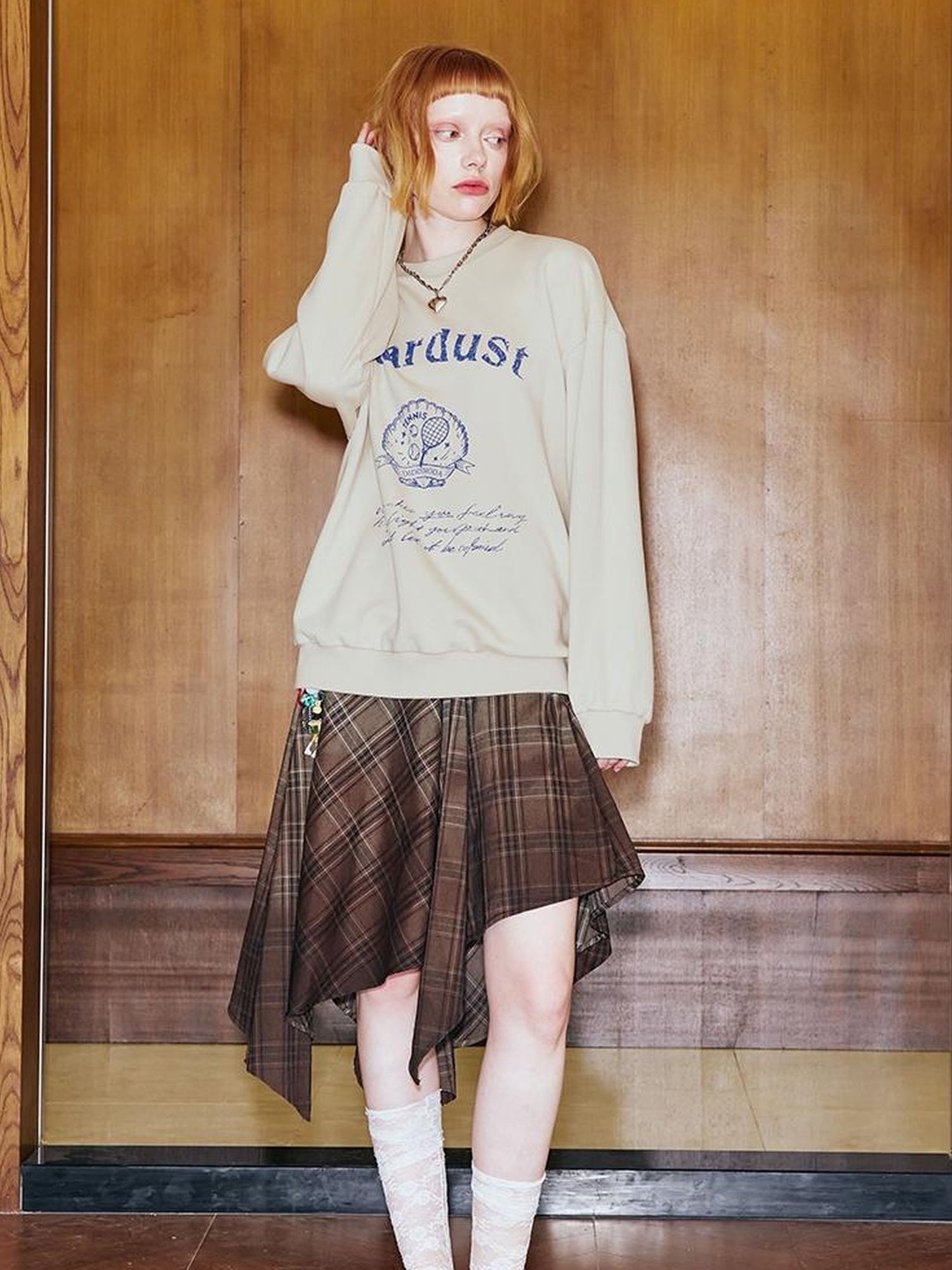 DIDDI MODA Tennis Shell Hand Drawn Slim Fit Fall Cotton Sweatshirt