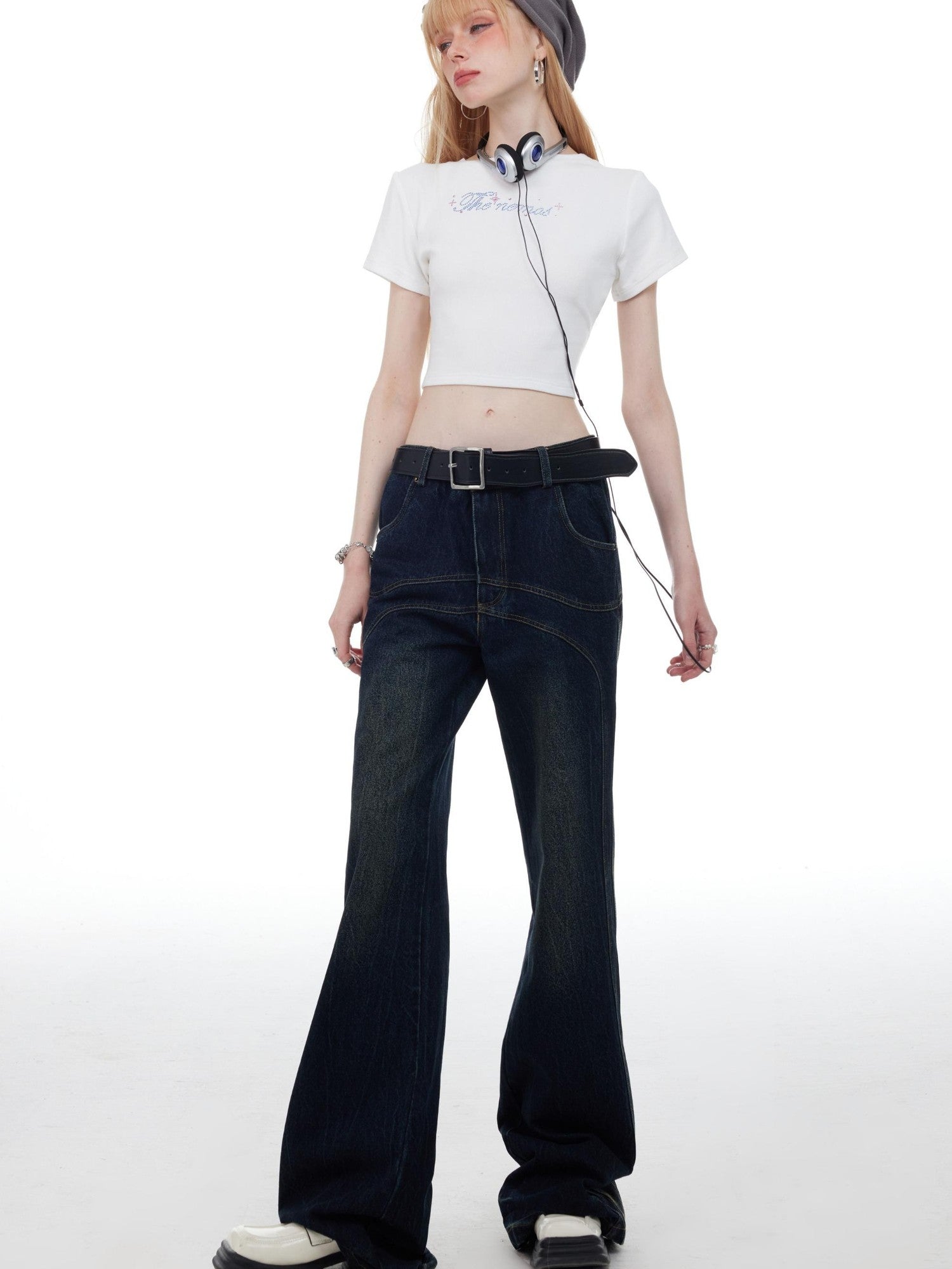 The NeverMore American Retro Distressed Dark Wash Women&