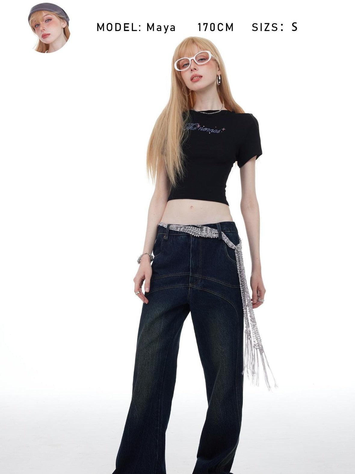 The NeverMore American Retro Distressed Dark Wash Women&