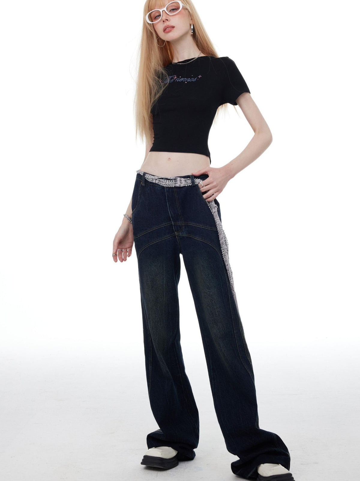 The NeverMore American Retro Distressed Dark Wash Women&