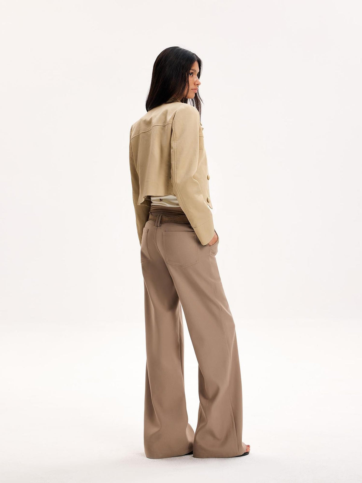 The NeverMore Cropped Double Breasted Classic Lapel Women&