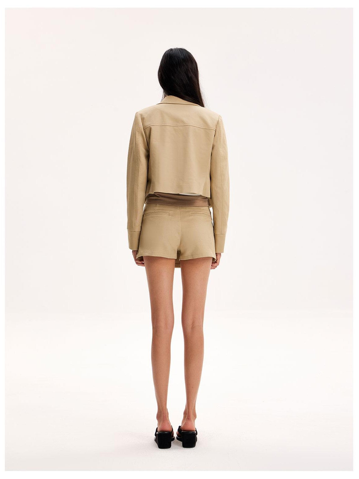 The NeverMore Cropped Double Breasted Classic Lapel Women&