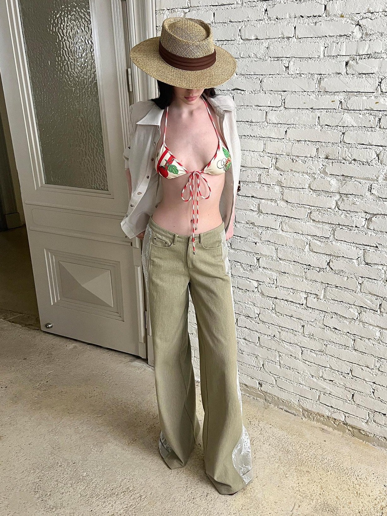 The NeverMore Khaki Vintage Lace Patchwork Women&