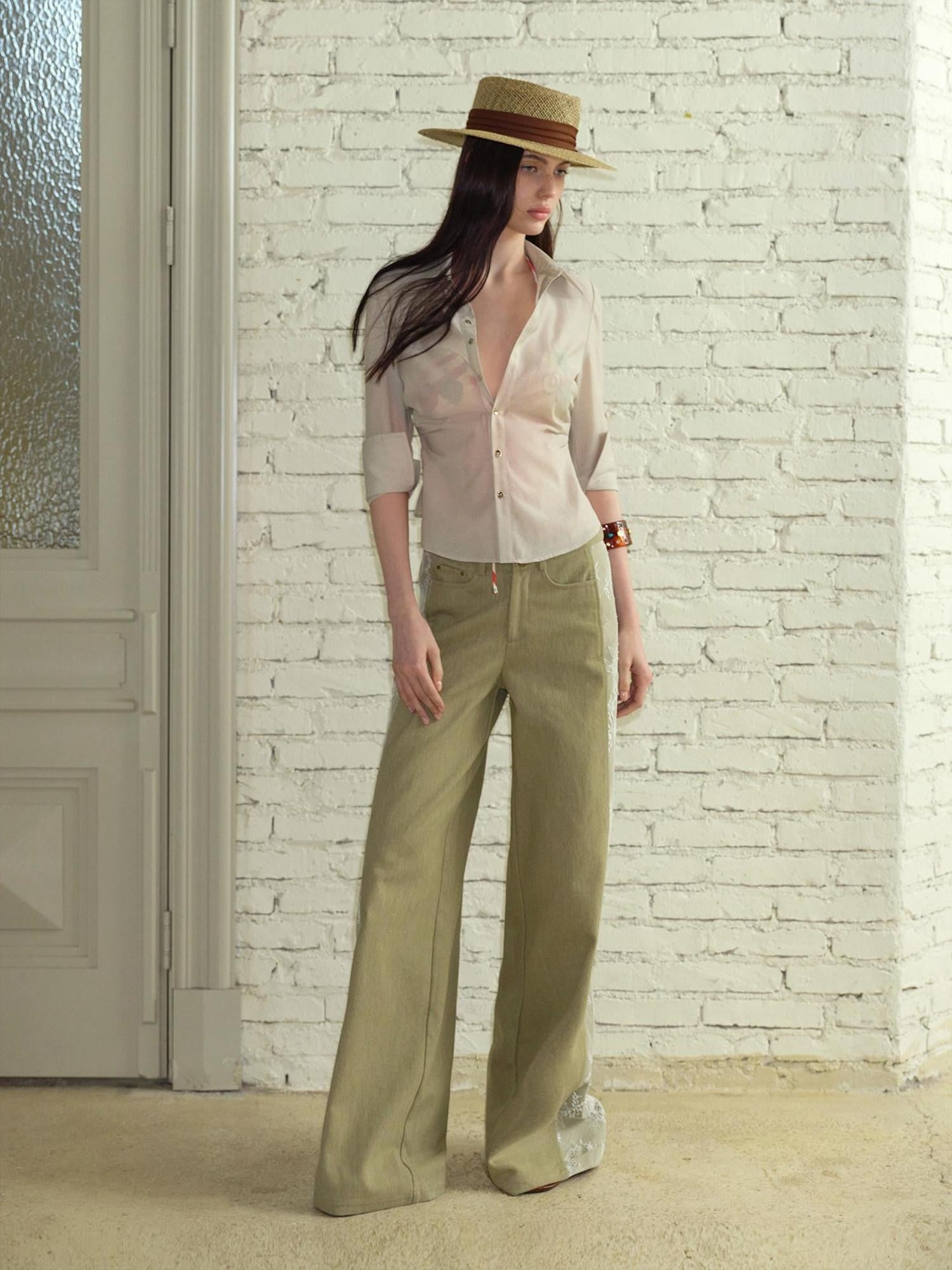 The NeverMore Sheer Vintage Utility Cinched Waist Mid Sleeve Women&