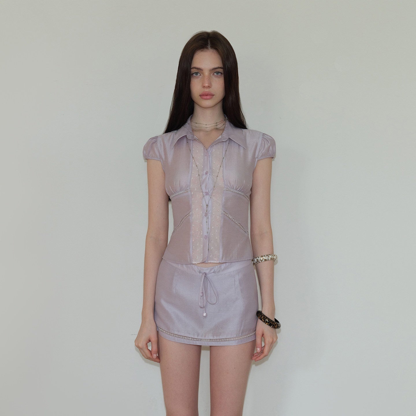 The_NeverMore_Short_Sleeve_Shirt_Low_Waist_Skirt_Women&