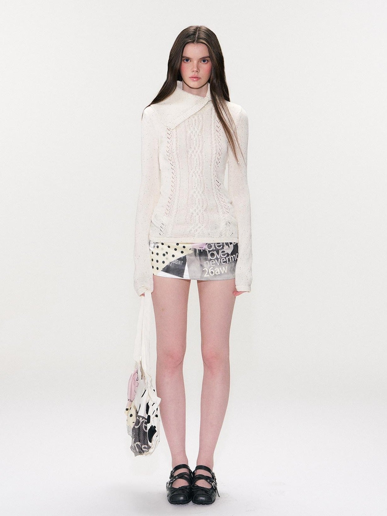 The NeverMore Sparkle Sequin Knit Collared Slim Fit Women&