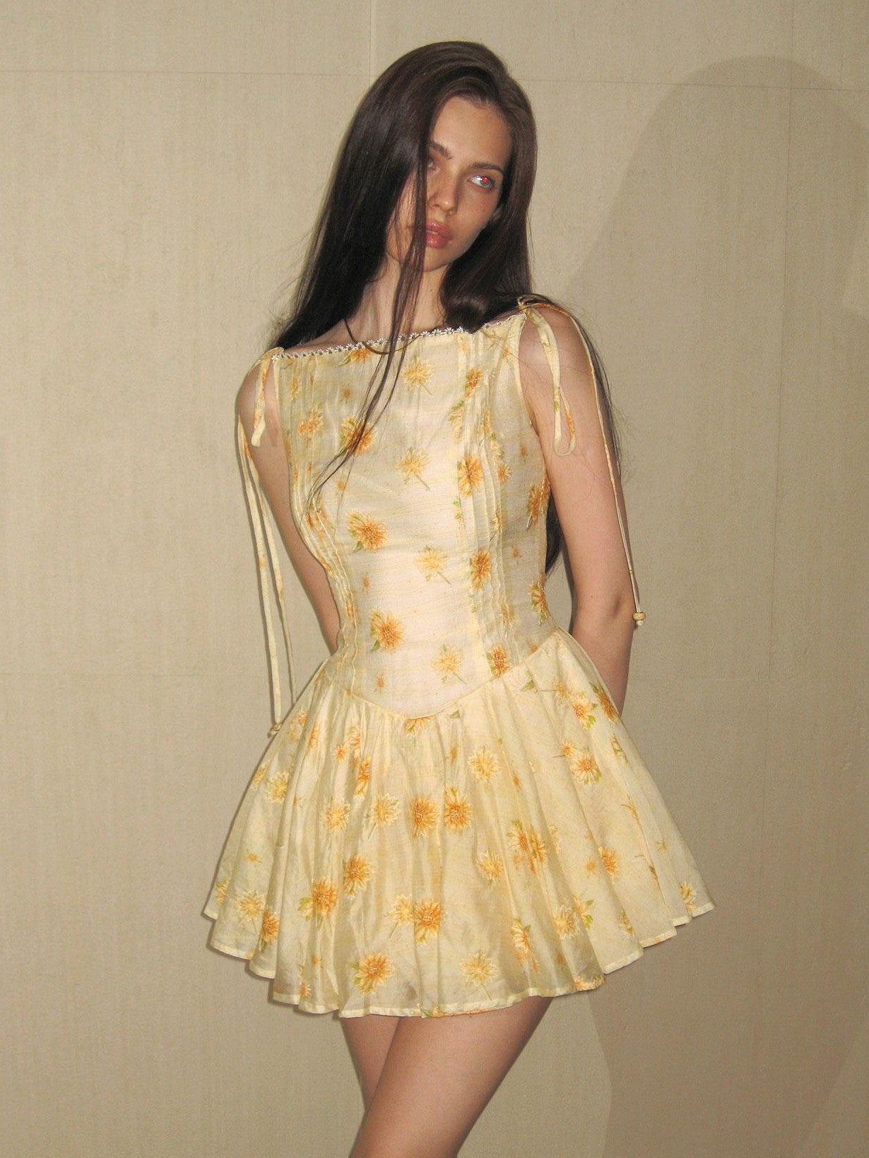 The NeverMore Vintage Daisy Embroidered Bardot Neckline Women&