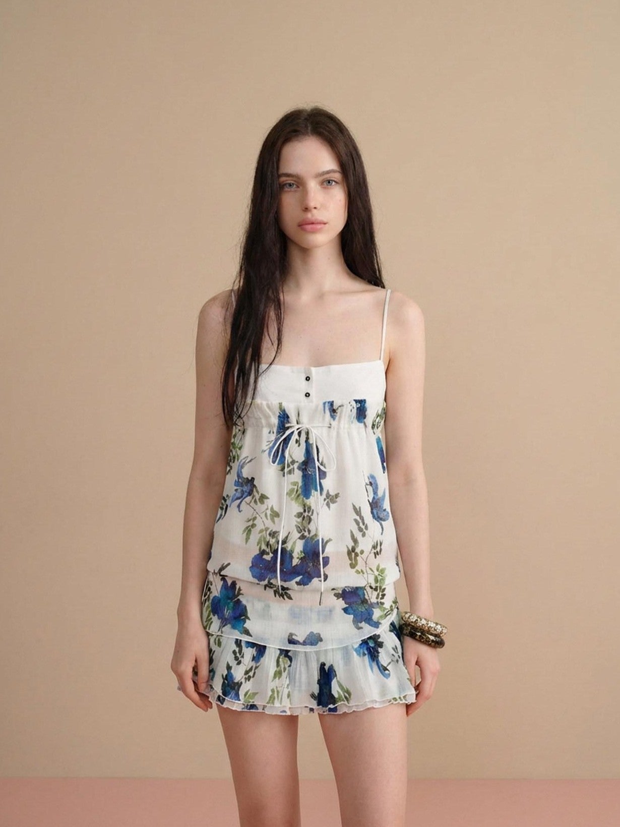 The NeverMore Vintage Floral Print Cami Two Piece Women&