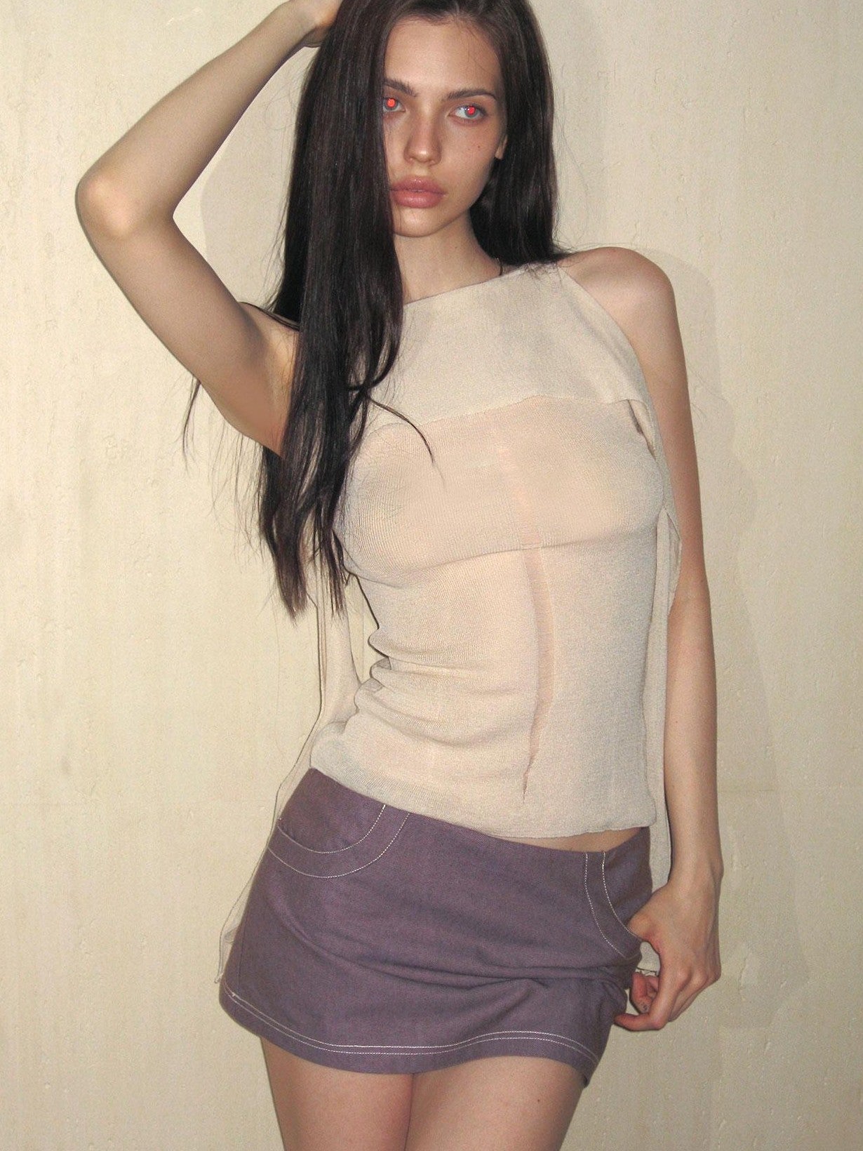 The NeverMore Vintage Knit Ribbon Tie High Neck Slim Women&
