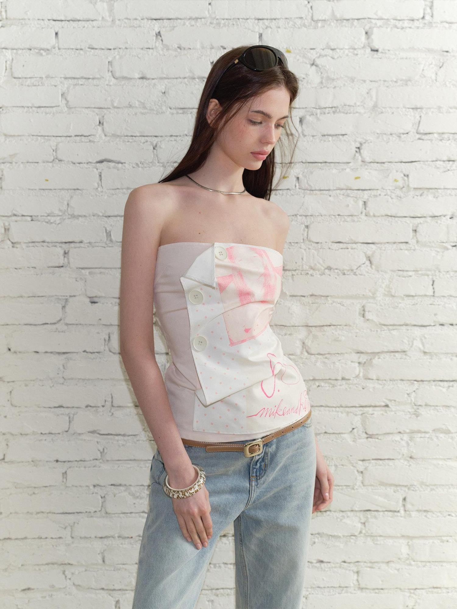 The NeverMore Vintage Print Heavy Crafted 3d Tailored Bustier Women&