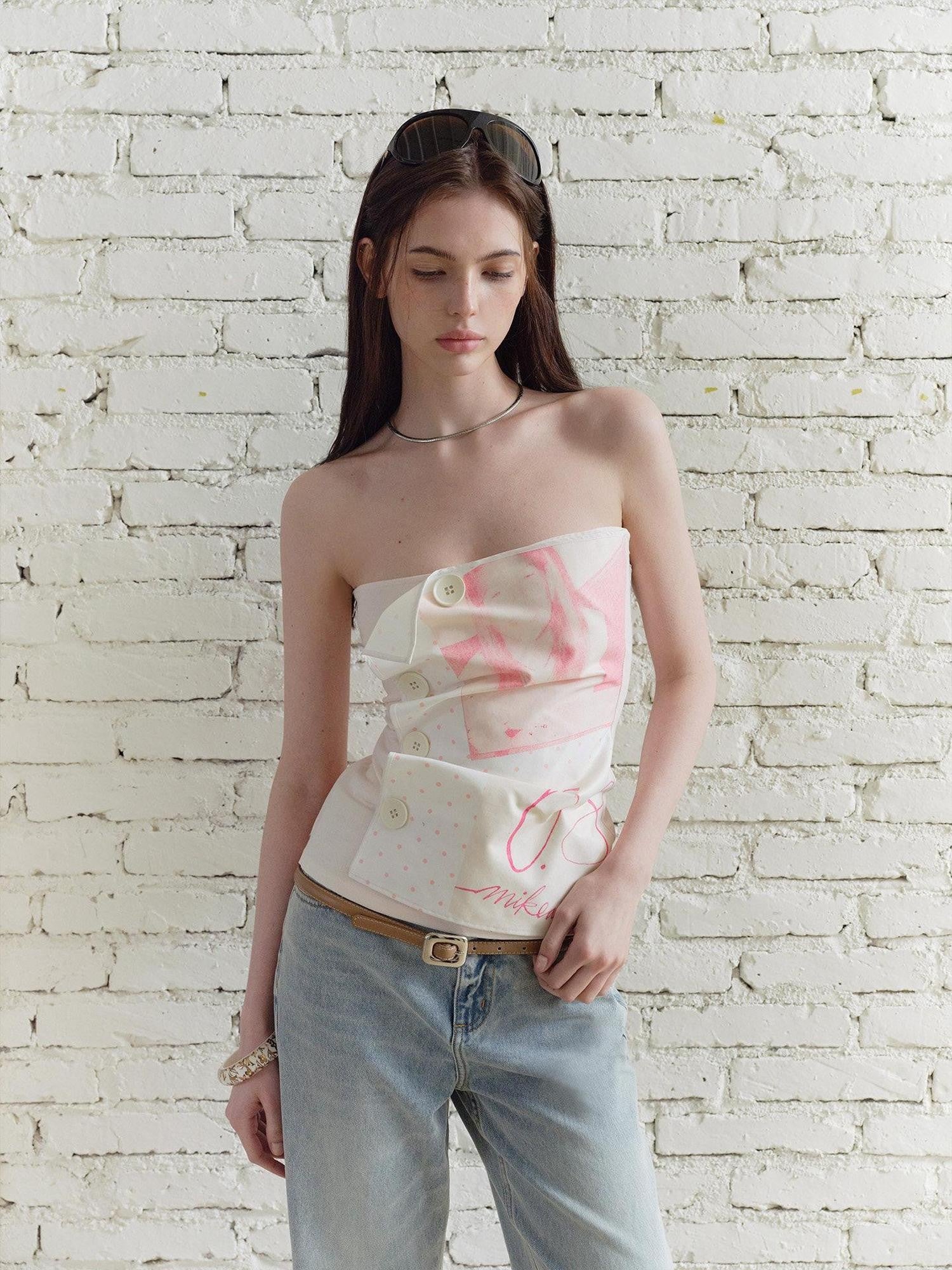 The NeverMore Vintage Print Heavy Crafted 3d Tailored Bustier Women&