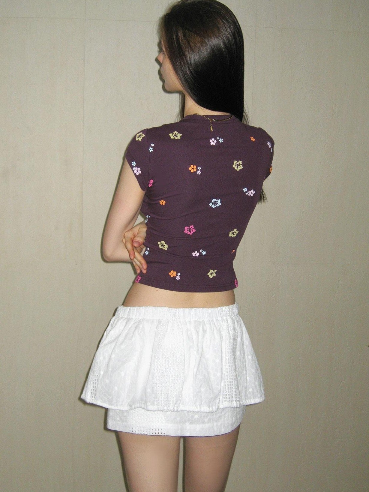 The NeverMore White Low Waist Puffy Tie Waist Loose Fit Women&