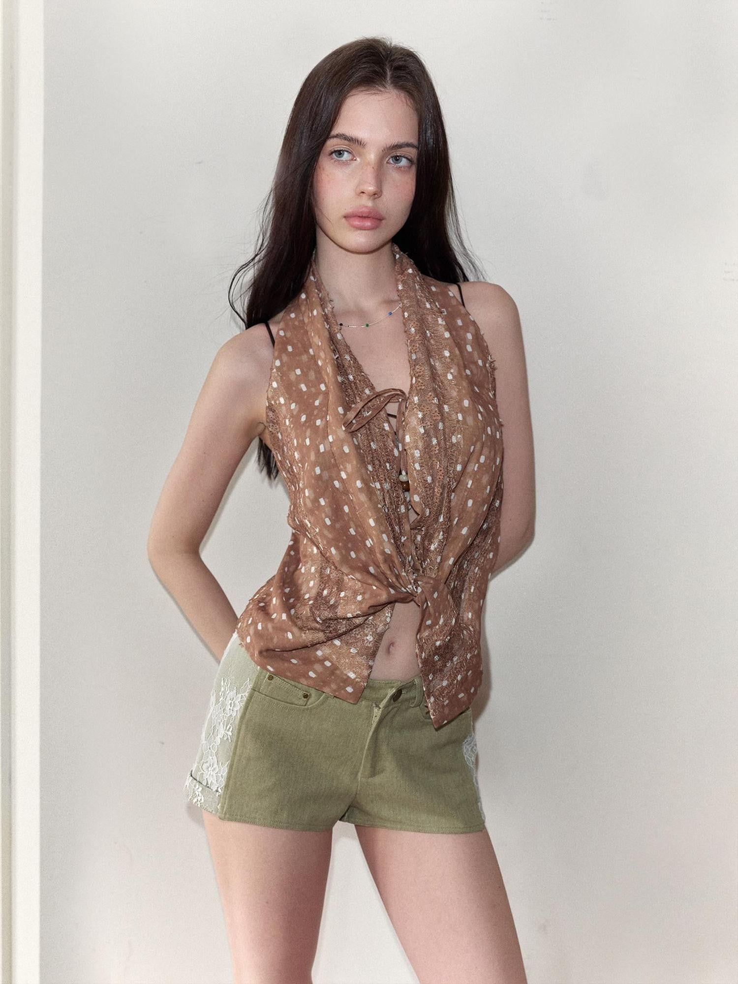 The NeverMore Yesterdays Blue Sky Spliced Lace Slim Fit Women&