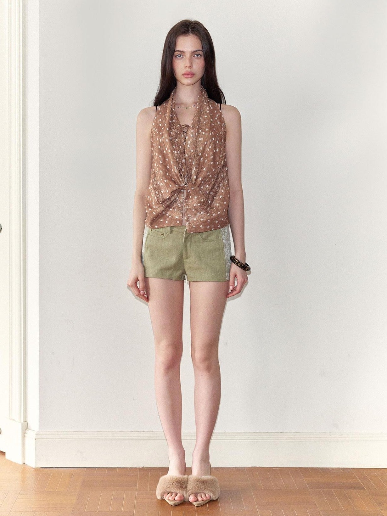 The NeverMore Yesterdays Blue Sky Spliced Lace Slim Fit Women&