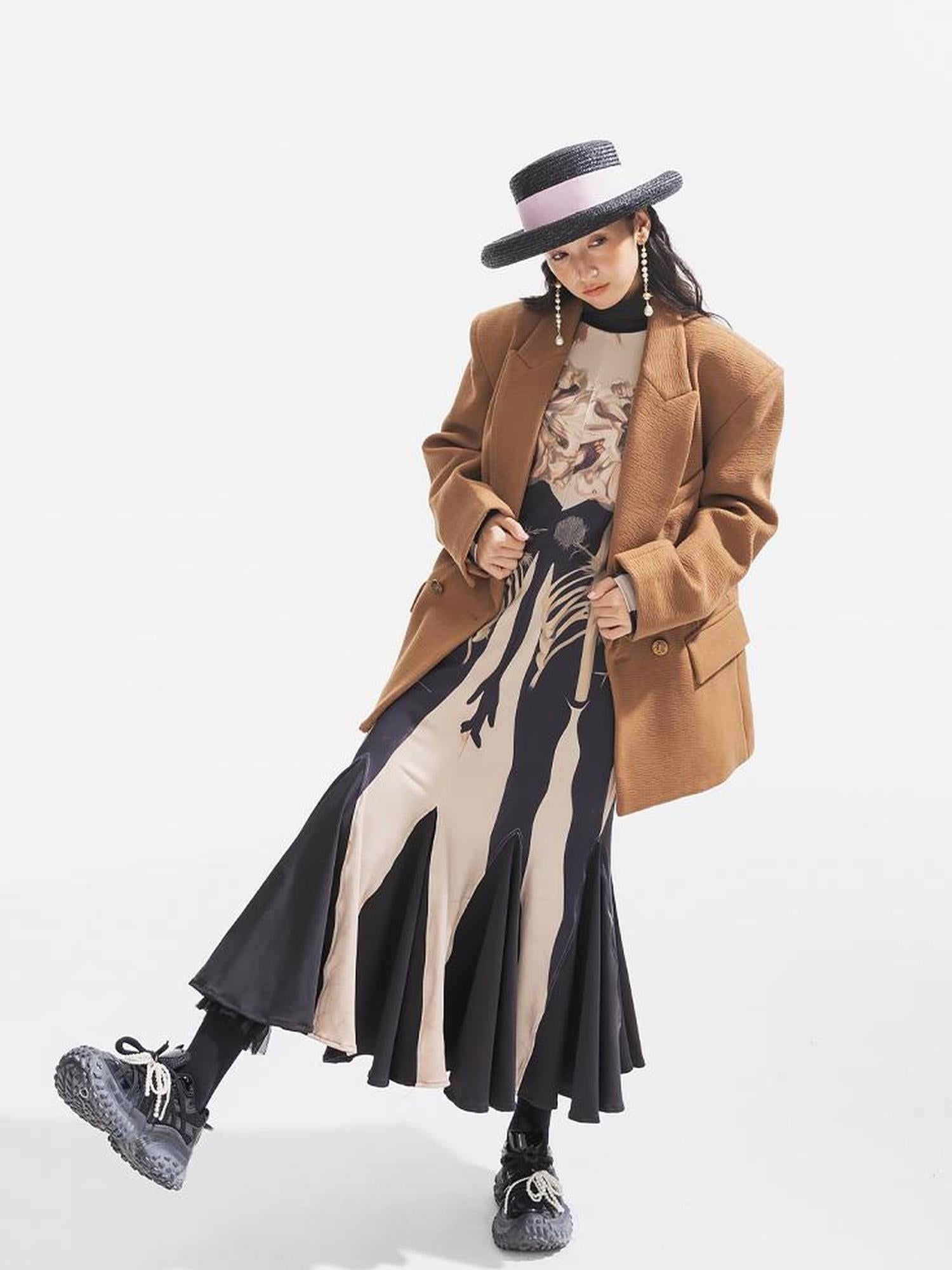 Sweet Mi Thickened Wool Jacquard Box Cut Women Winter Blazer