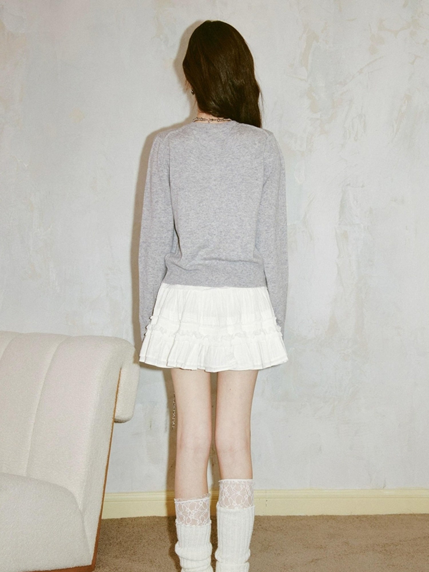 DIDDI MODA Three Kittens Embroidered Soft Knit Cardigan