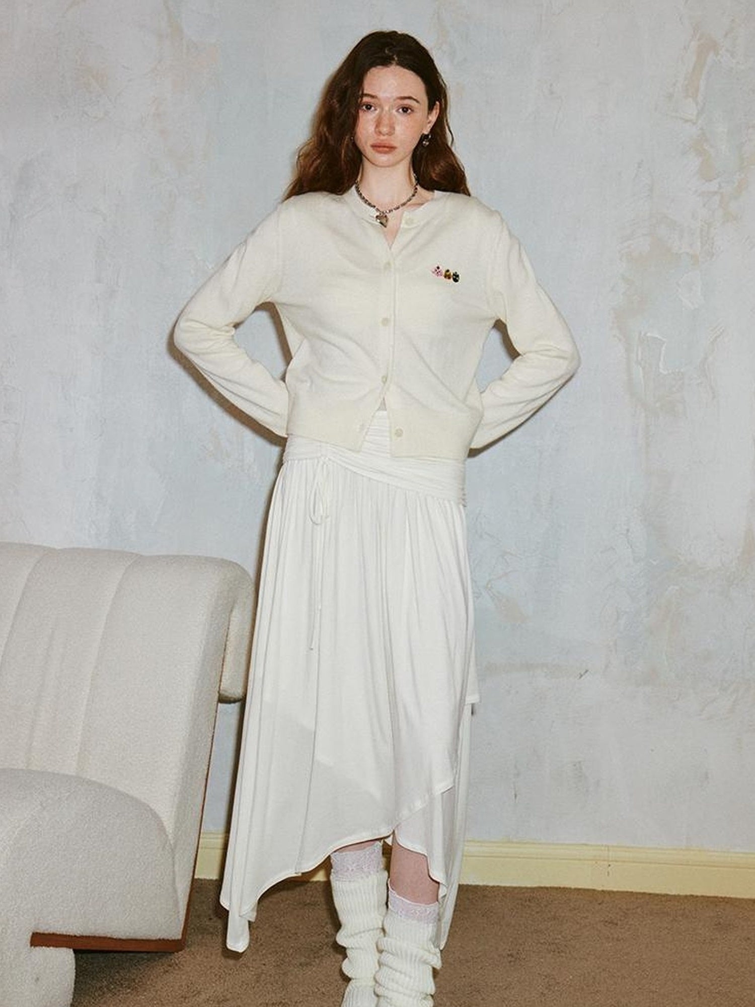 DIDDI MODA Three Kittens Embroidered Soft Knit Cardigan