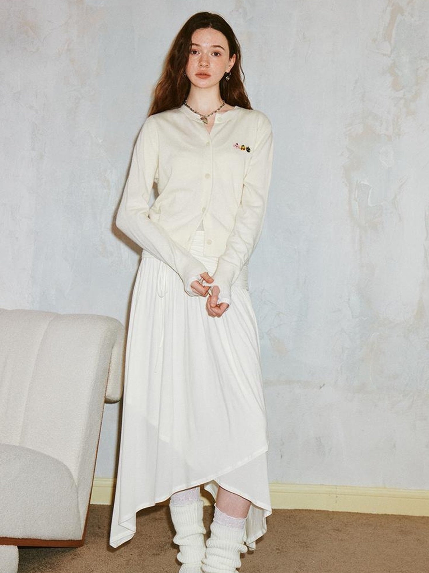 DIDDI MODA Three Kittens Embroidered Soft Knit Cardigan