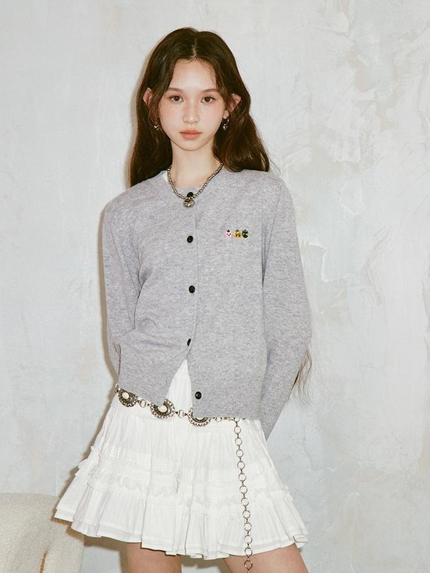 DIDDI MODA Three Kittens Embroidered Soft Knit Cardigan