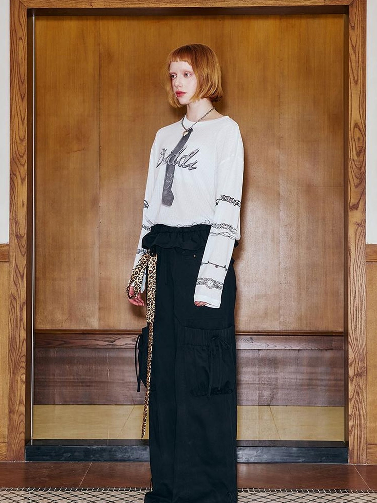 DIDDI MODA Tie Print Knit Top