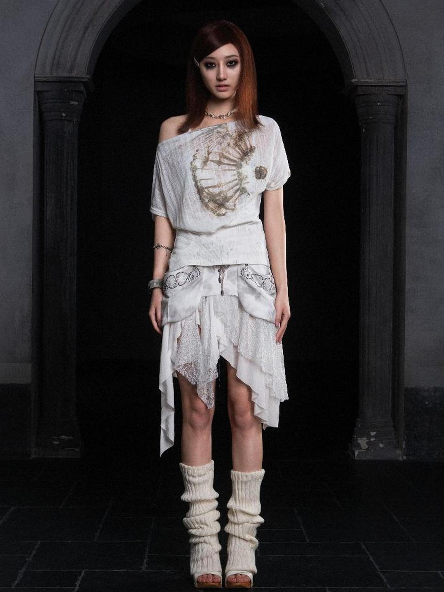 ARIADNAw Transparent Print Multi Wear T Shirt SS25 Lightweight Blend