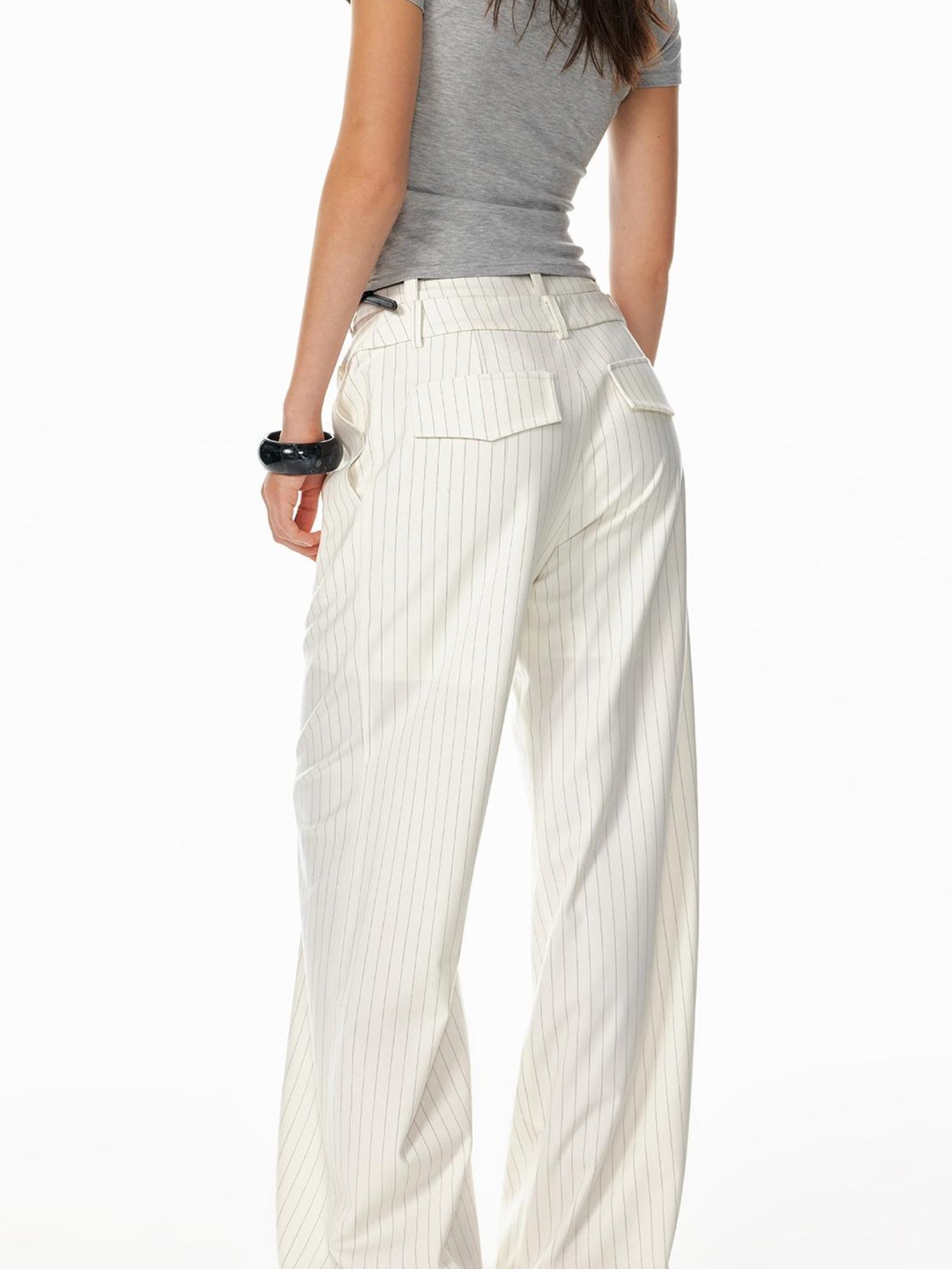 STRIKE A POSE Trendy Drop-Crotch Wide-Leg Pants With Double Waistband