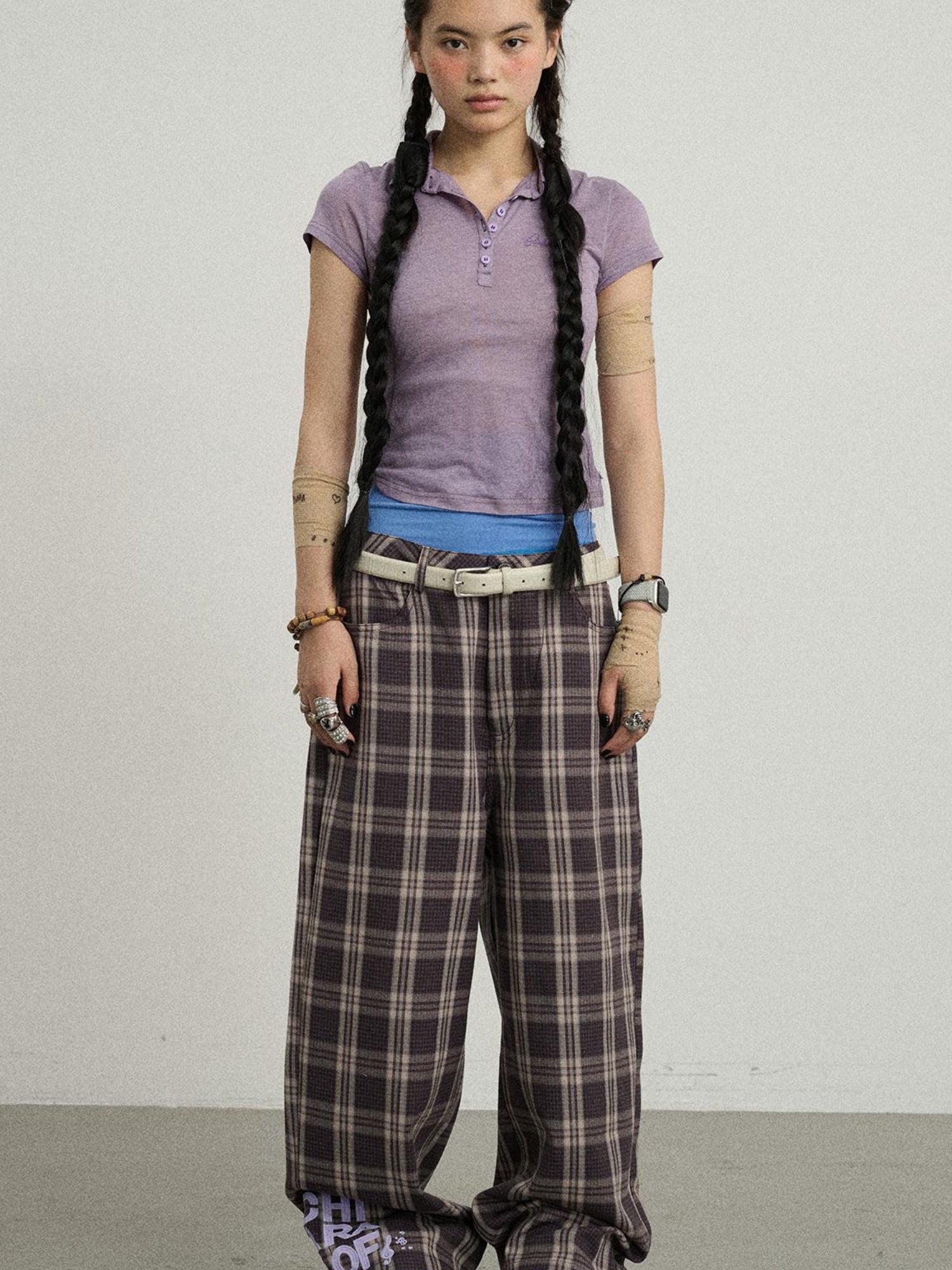 Achihara Trendy Mosaic Print Pants For Women Fashion Trousers