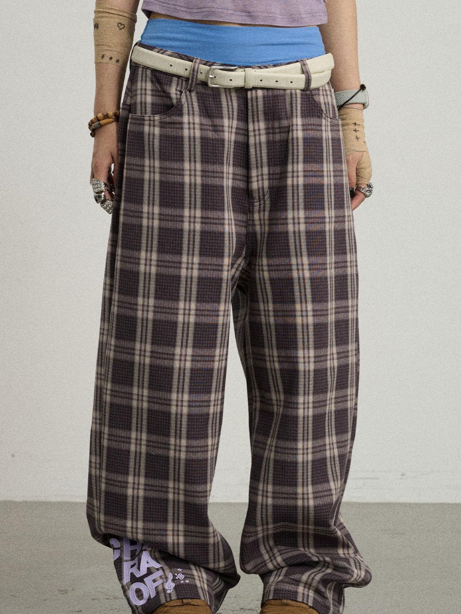 Achihara Trendy Mosaic Print Pants For Women Fashion Trousers
