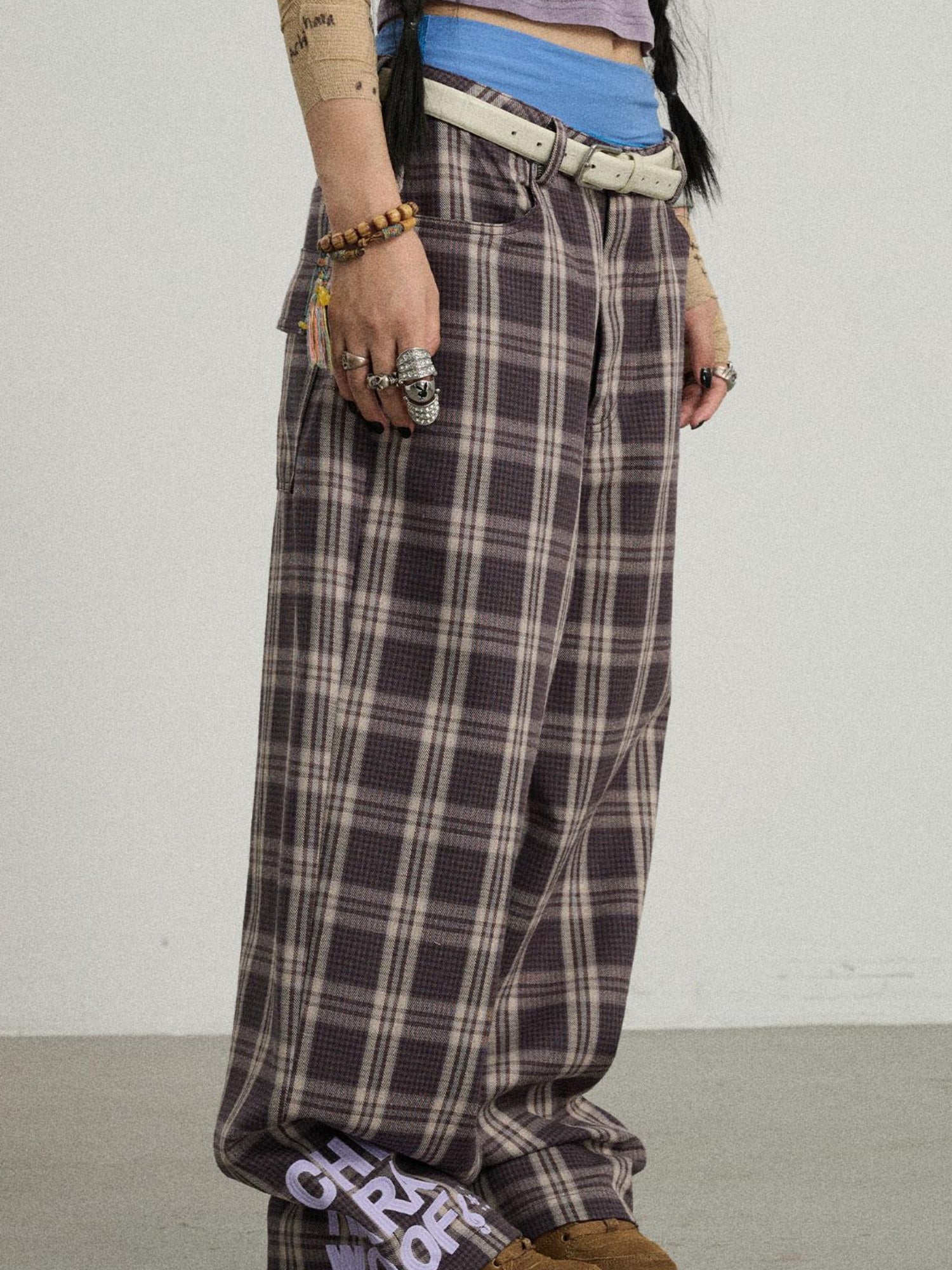 Achihara Trendy Mosaic Print Pants For Women Fashion Trousers