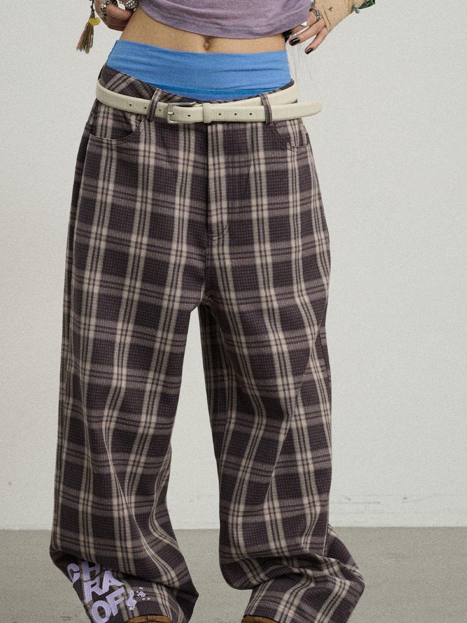 Achihara Trendy Mosaic Print Pants For Women Fashion Trousers