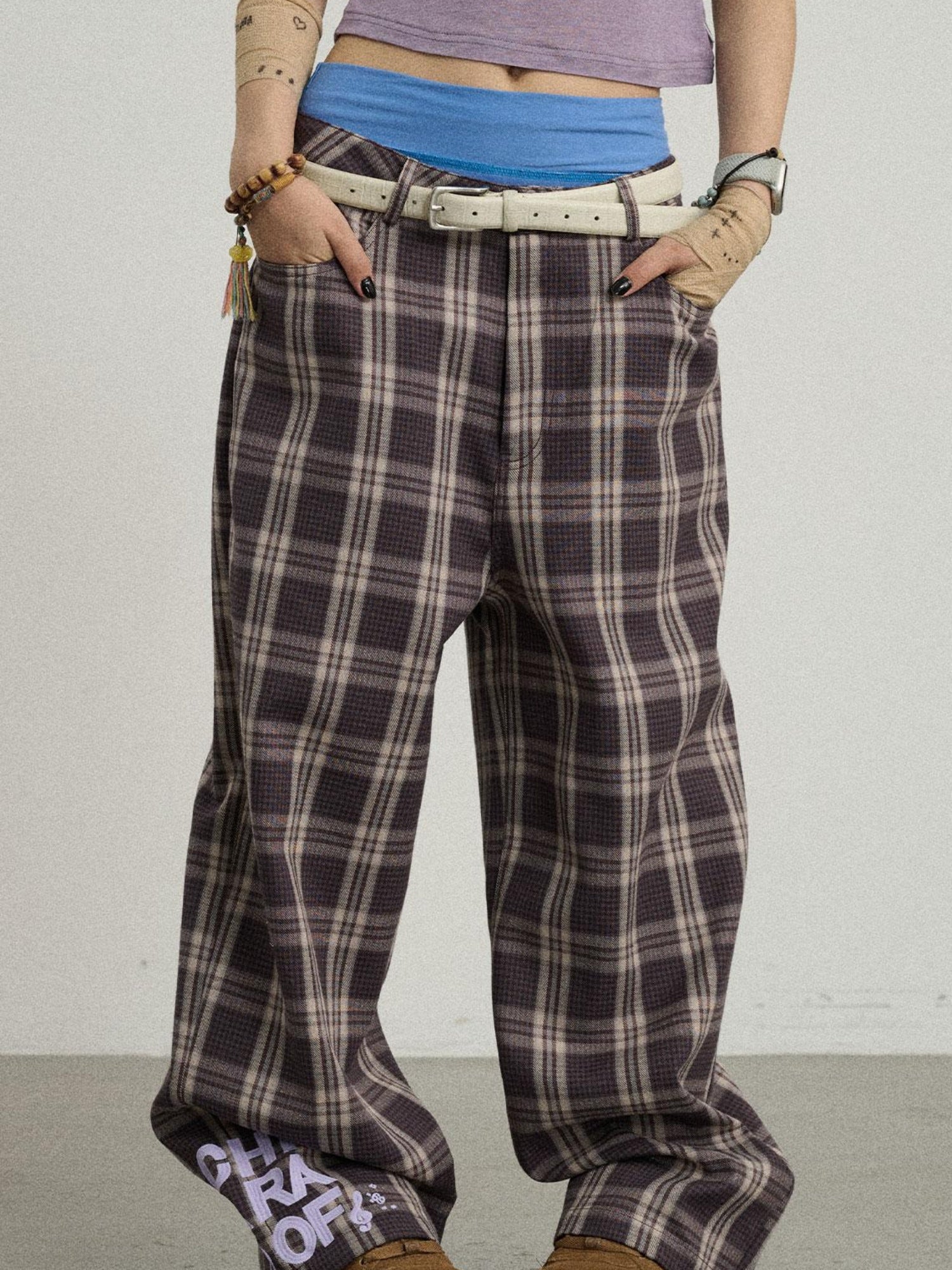 Achihara Trendy Mosaic Print Pants For Women Fashion Trousers