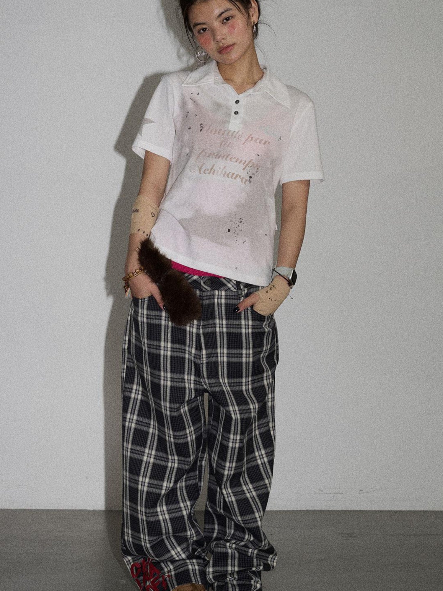Achihara Trendy Mosaic Print Pants For Women Fashion Trousers