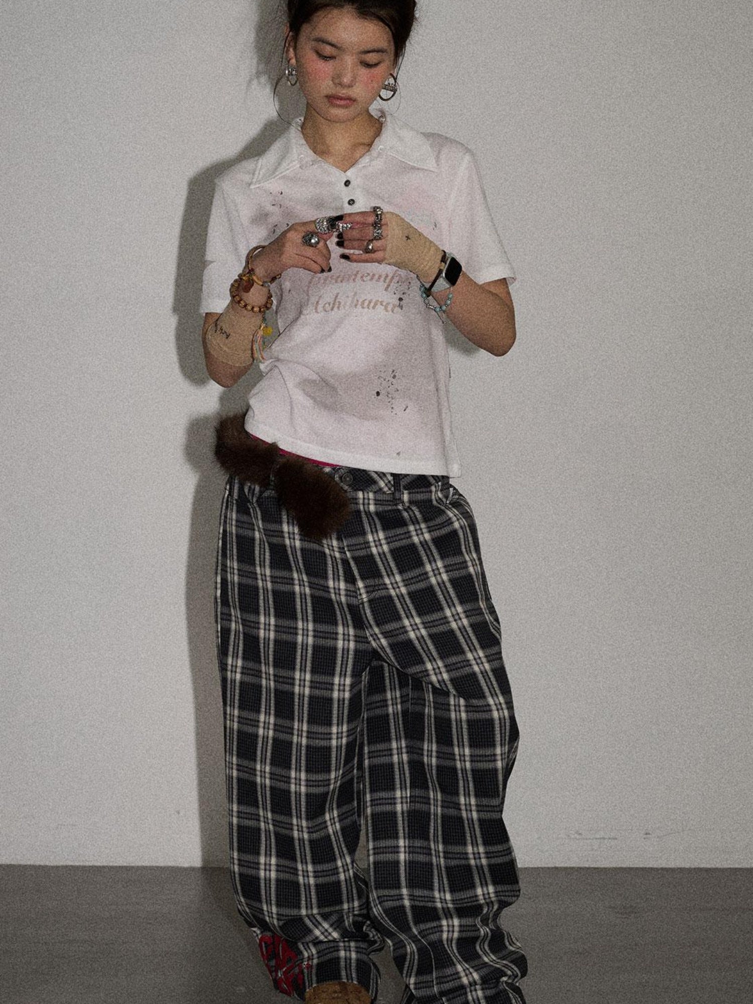Achihara Trendy Mosaic Print Pants For Women Fashion Trousers