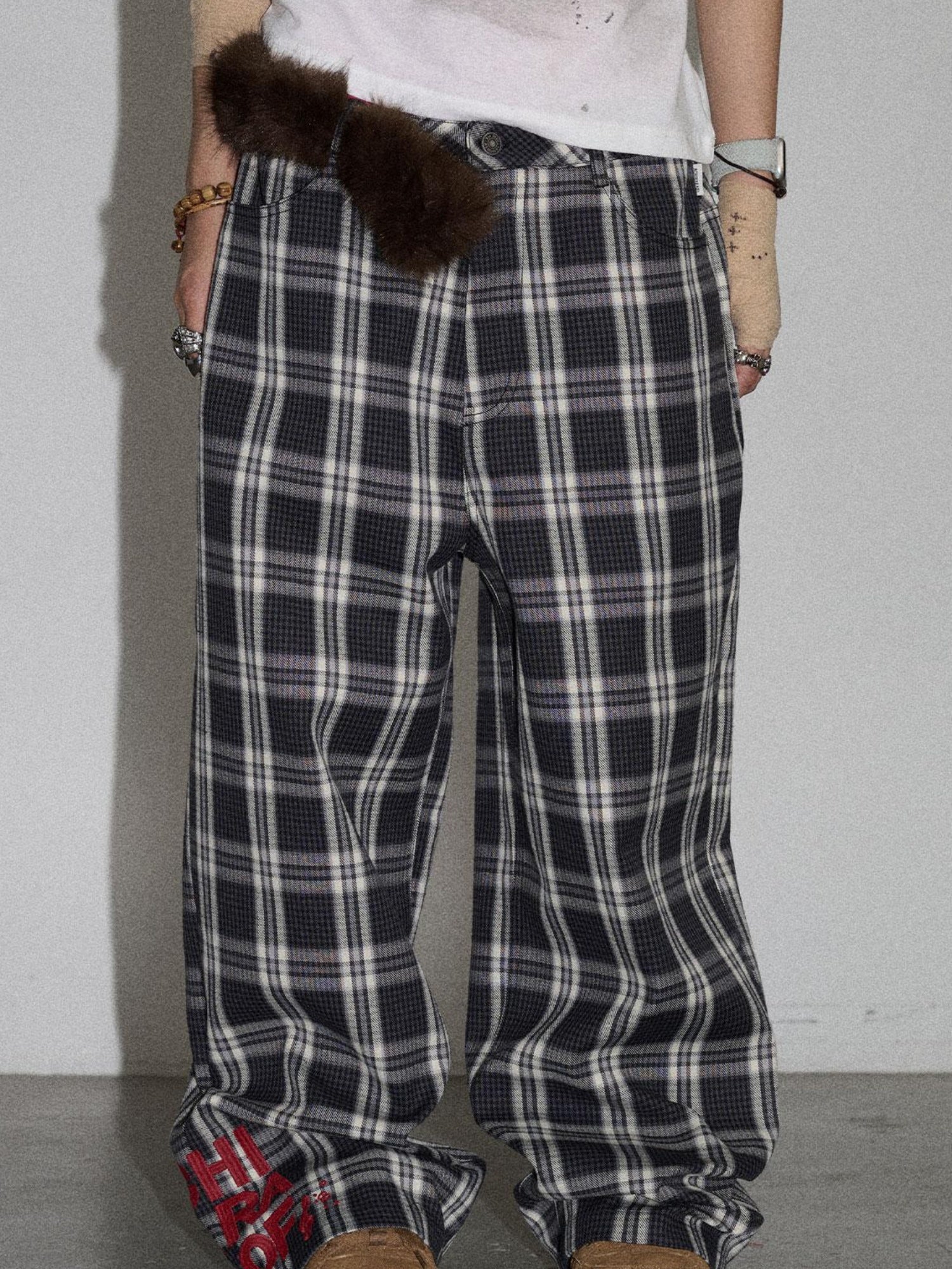 Achihara Trendy Mosaic Print Pants For Women Fashion Trousers