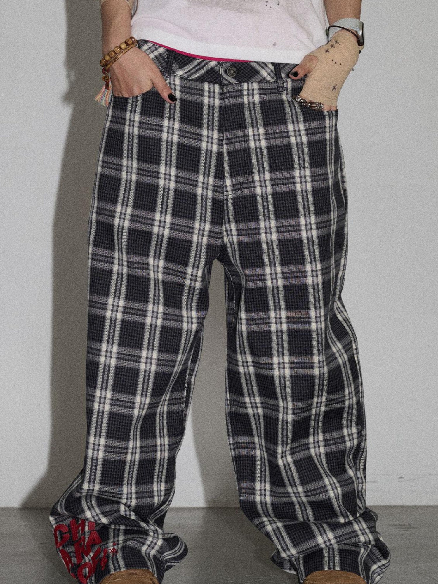 Achihara Trendy Mosaic Print Pants For Women Fashion Trousers