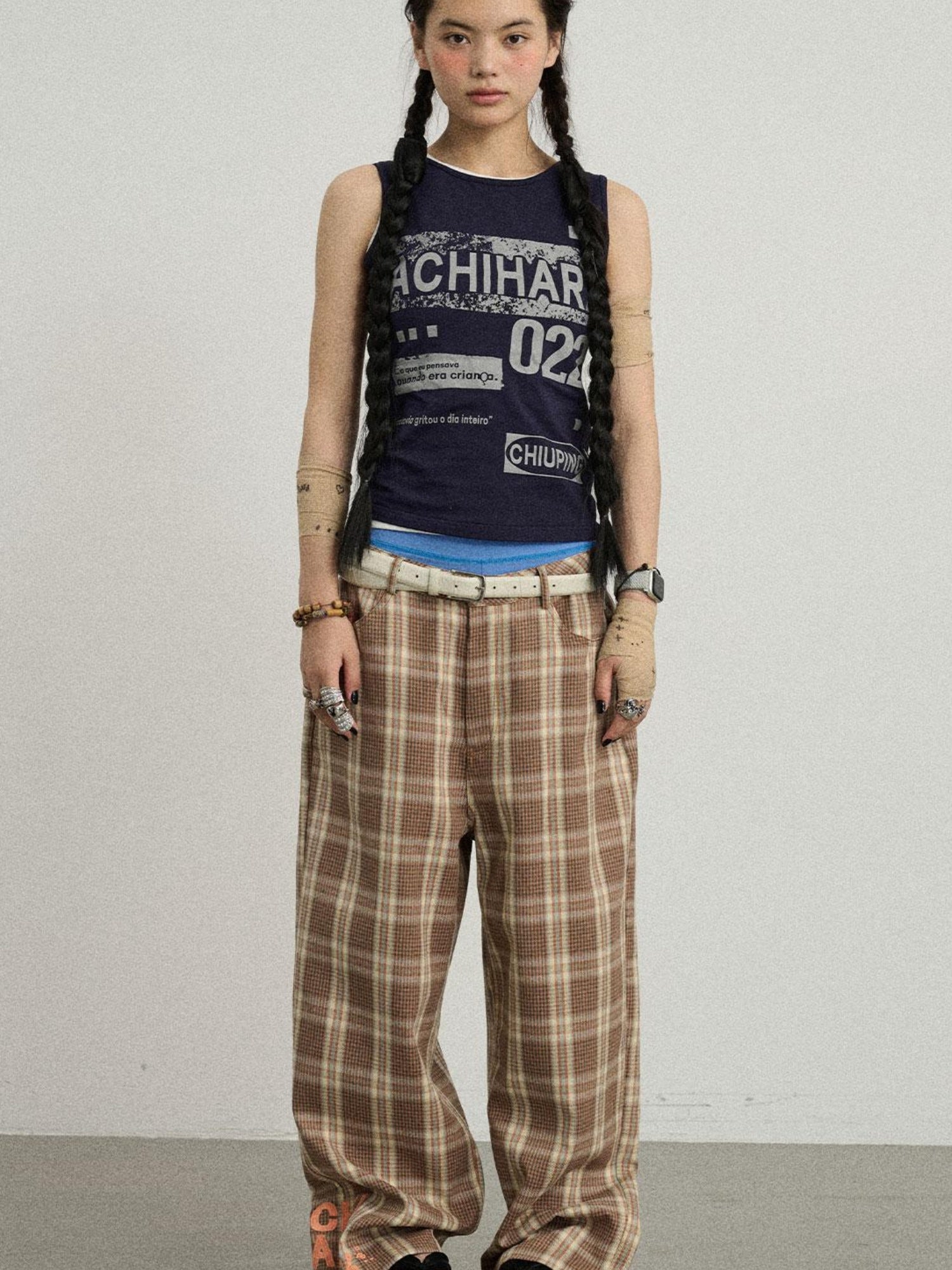 Achihara Trendy Mosaic Print Pants For Women Fashion Trousers