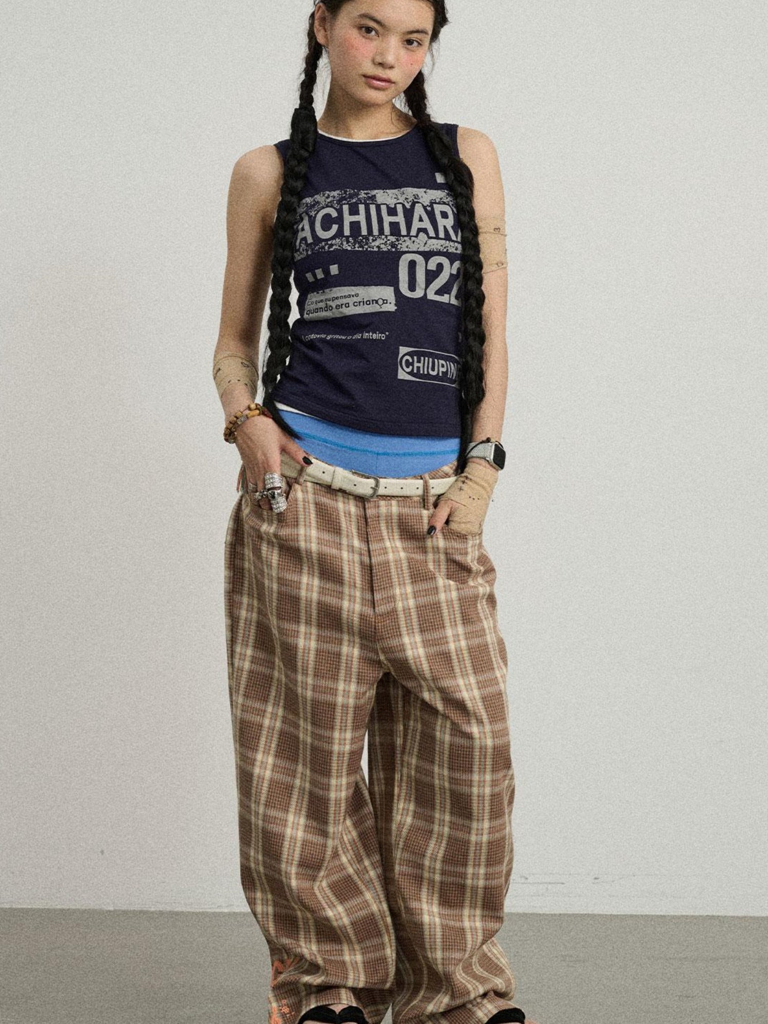 Achihara Trendy Mosaic Print Pants For Women Fashion Trousers