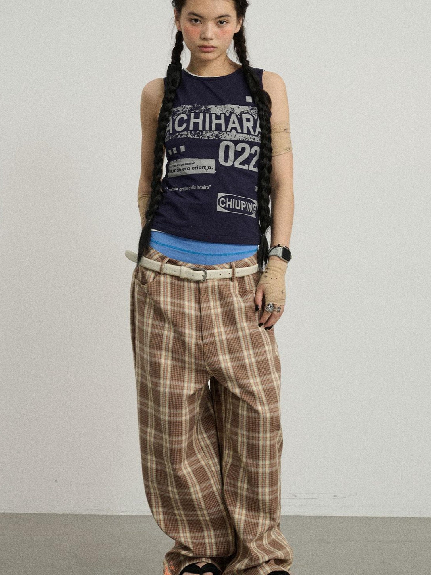 Achihara Trendy Mosaic Print Pants For Women Fashion Trousers