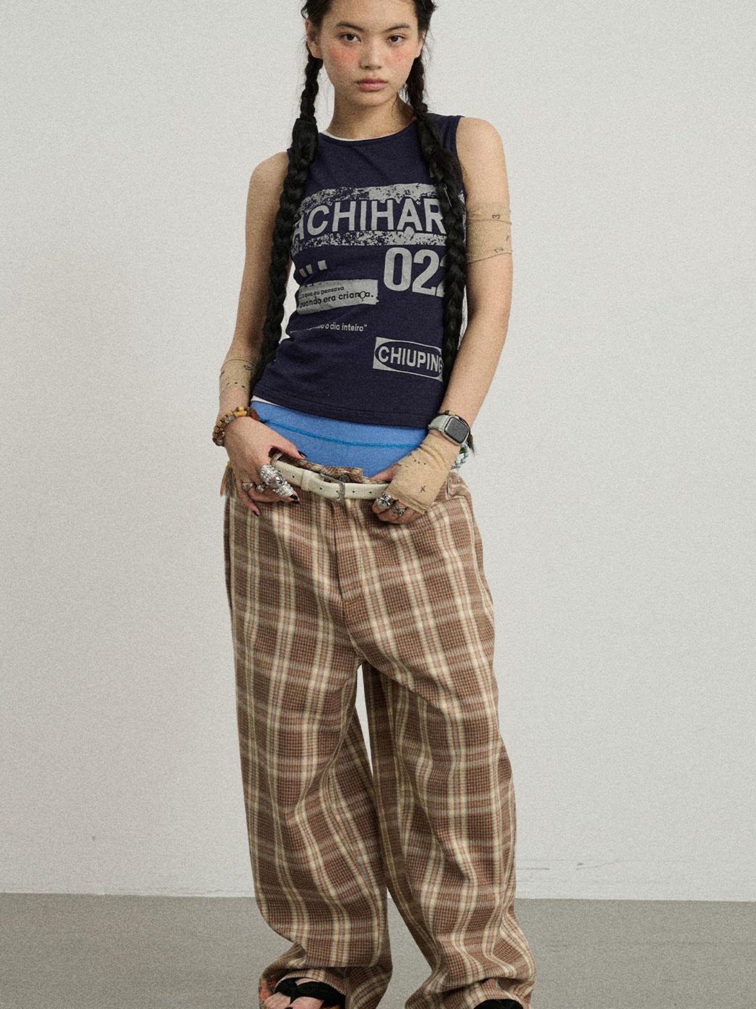 Achihara Trendy Mosaic Print Pants For Women Fashion Trousers