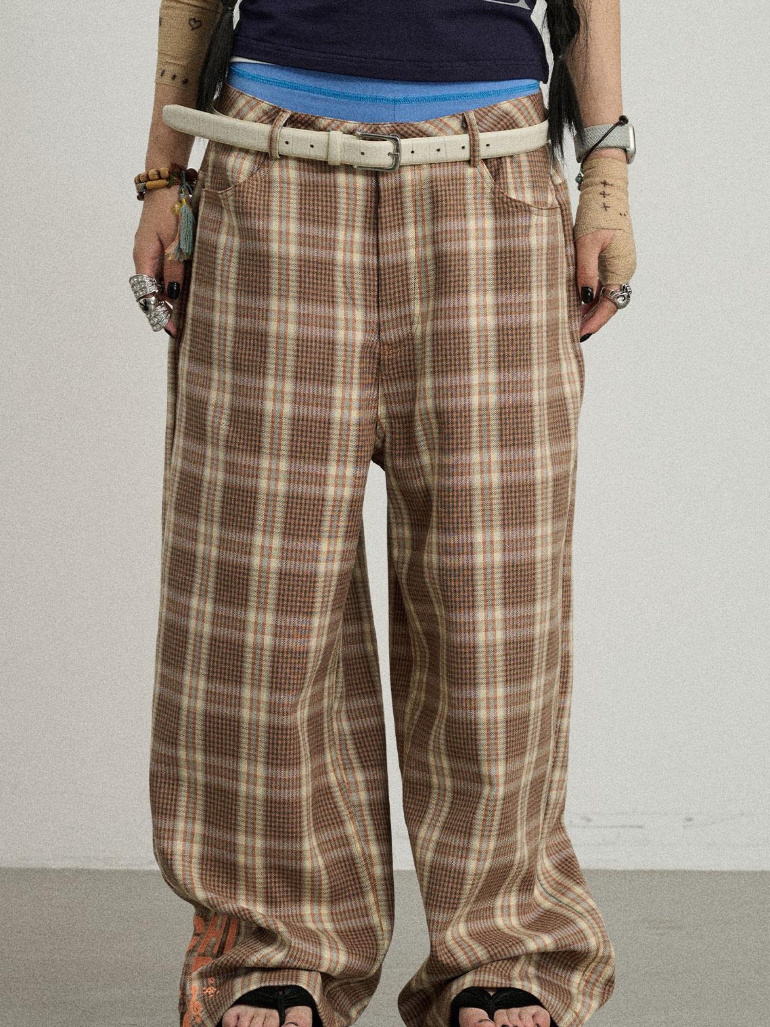 Achihara Trendy Mosaic Print Pants For Women Fashion Trousers